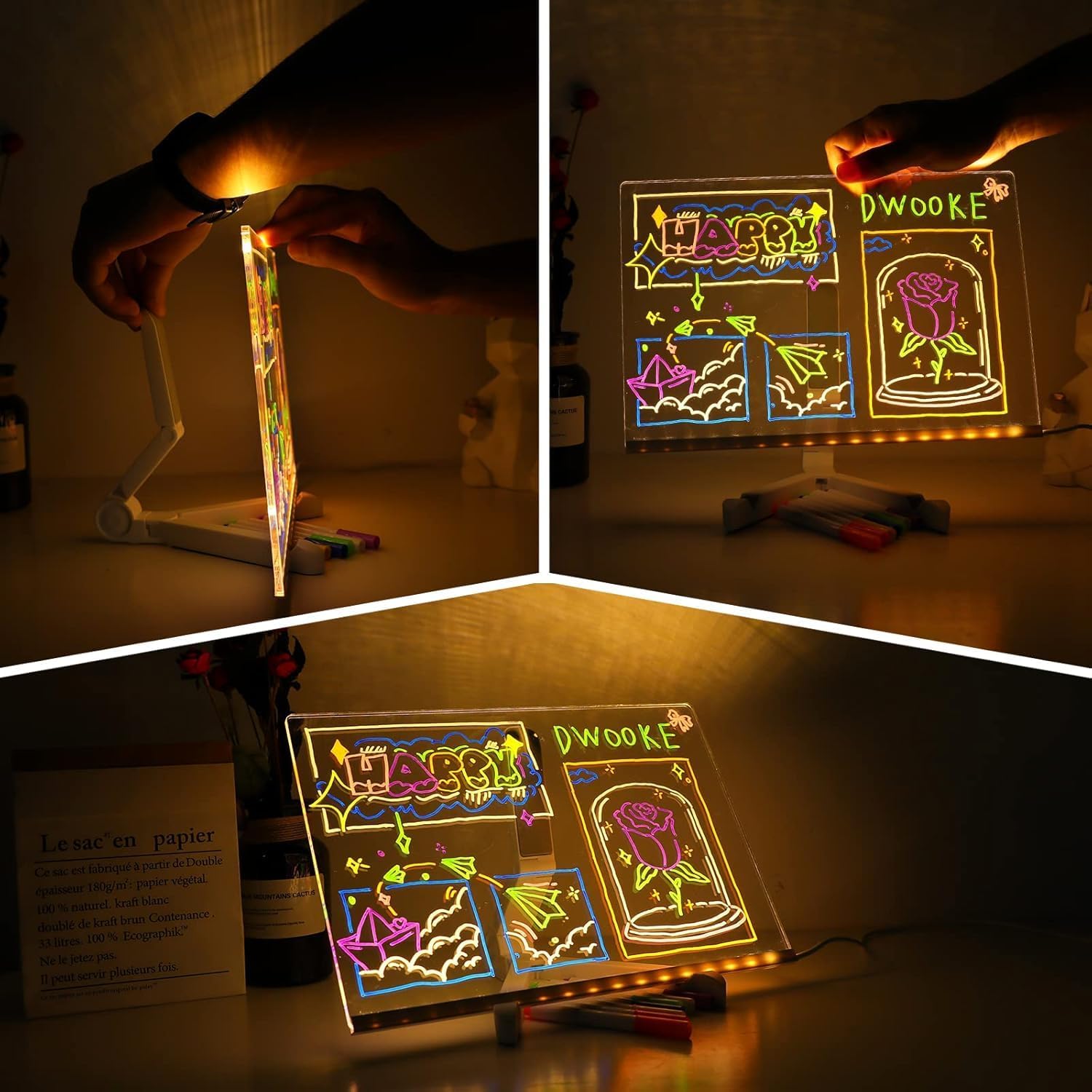 LED Note Board with 7 Colors Pen