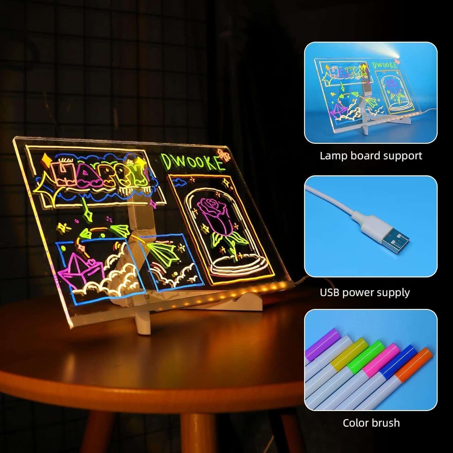 LED Note Board with 7 Colors Pen