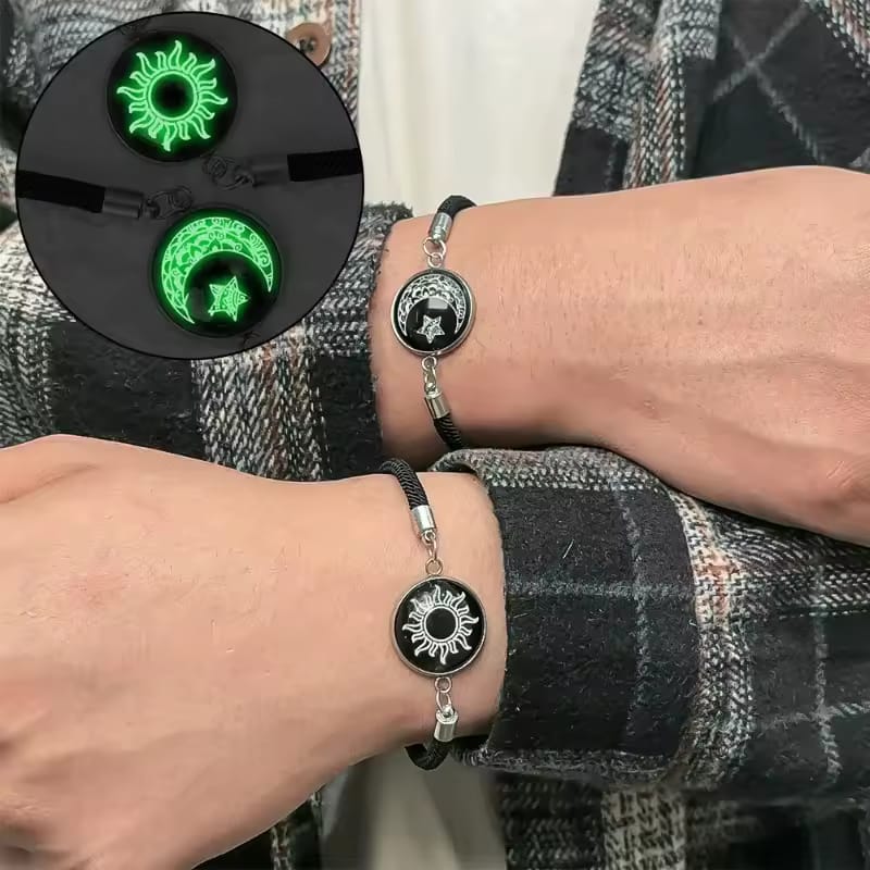 Sun Moon Bracelets Women Handmade Woven Adjustable Stainless Steel Girl Men Couple Friendship Romantic Wrist Jewelry